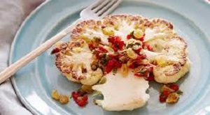 Roasted Cauliflower Steaks with Sweet & Tangy Raisin Relish